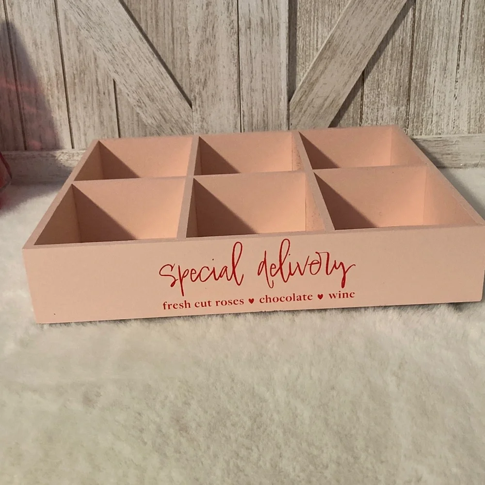 Target BP 2023 Pink Wooden Organizer with Red Text